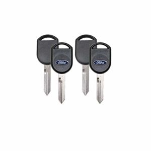 Two Ford H92 Replacement 80 bit Transponder Chip Ignition Master Key with Ford Oval Rubber Decal
